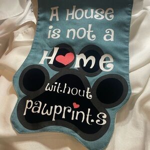Blue Pawprint flag for Hanging in garden or front of house